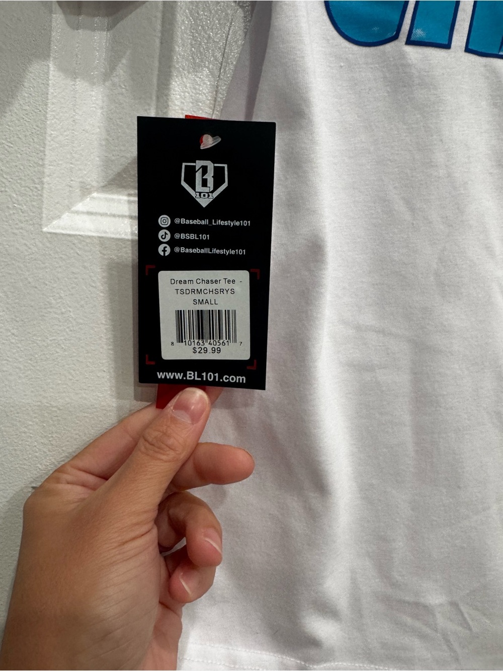 Youth White Short-Sleeve Tee with Blue Shield Graphic - Picture 8 of 8